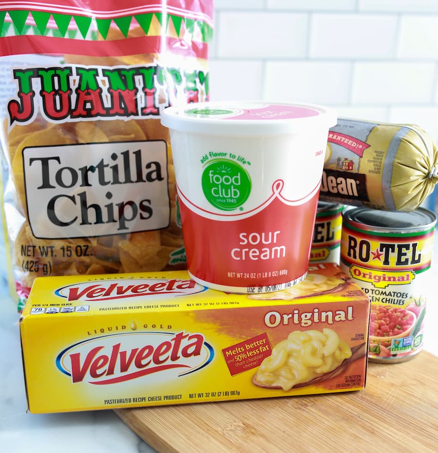 Rotel Dip Ingredients on Counter