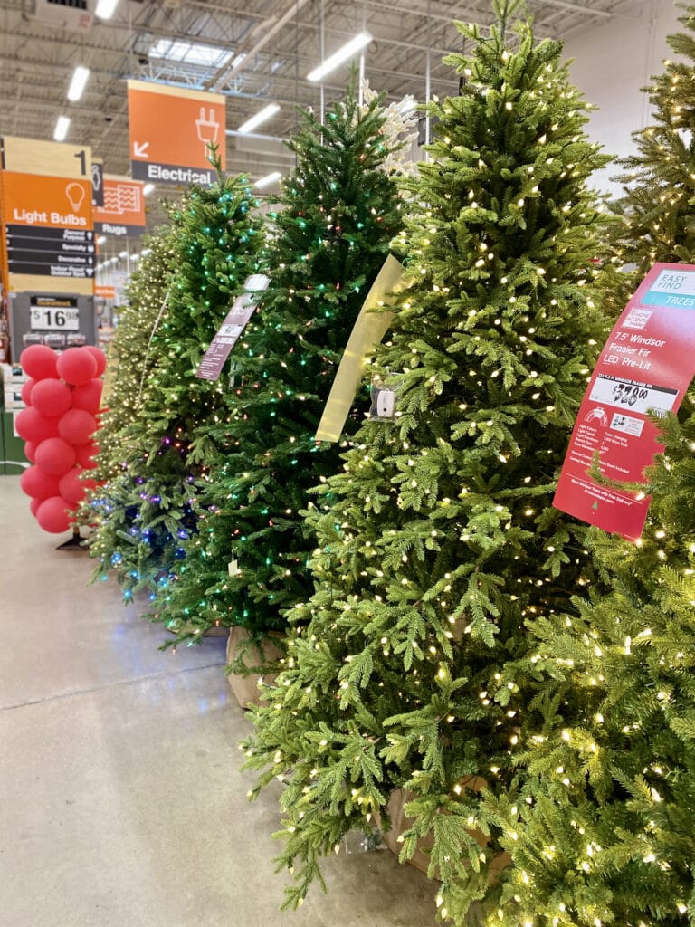 artificial Christmas trees in home depot