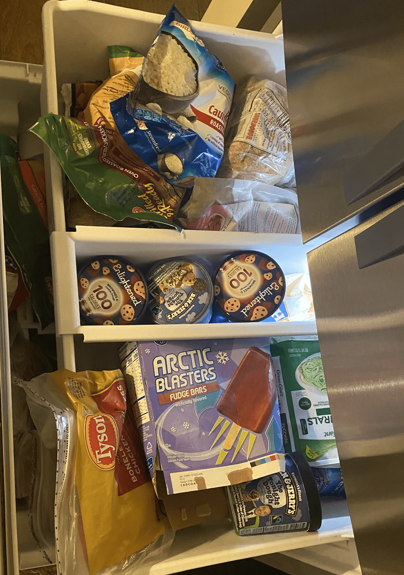 food items in freezer