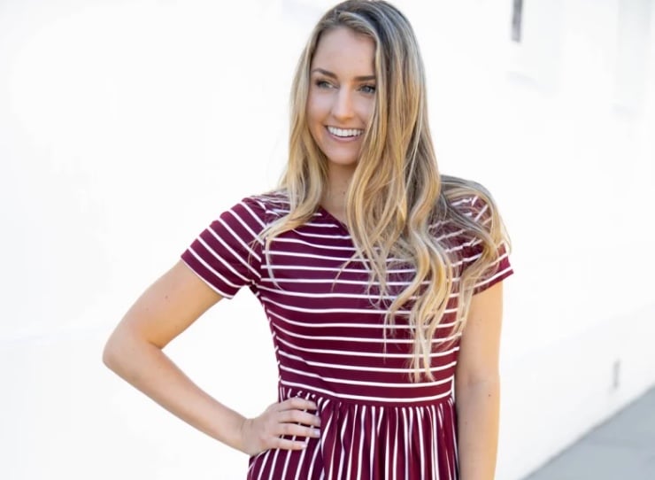 maroon midi dress