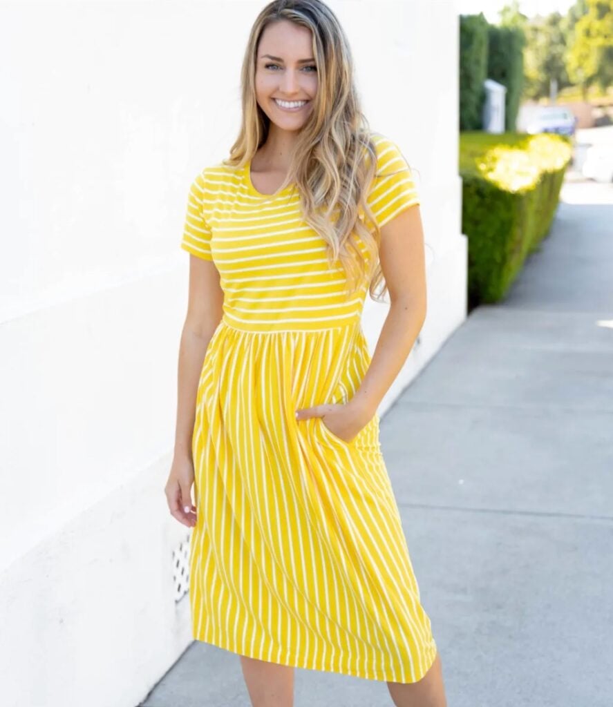 striped midi dress
