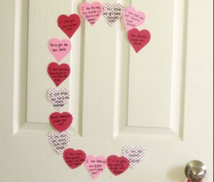 valentine hearts on door