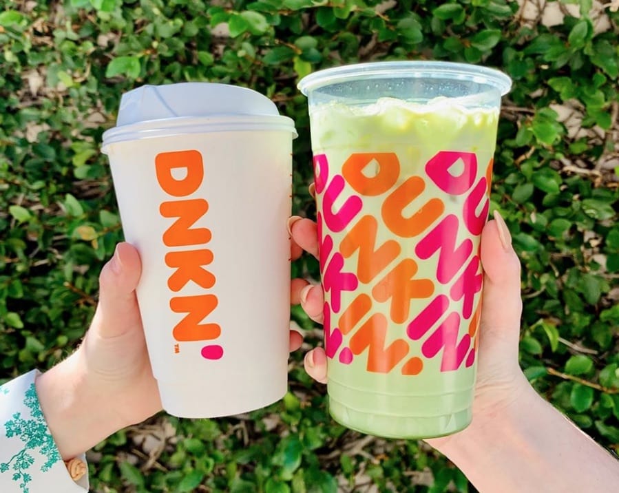 dunkin drinks in hand 