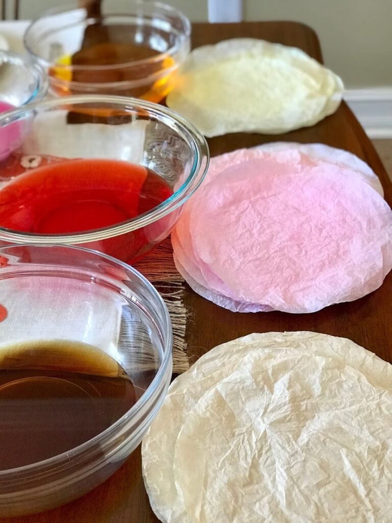 Dyeing coffee filters for coffee filter flowers