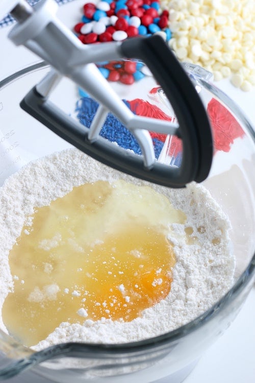 cake mix cookies ingredients in mixer