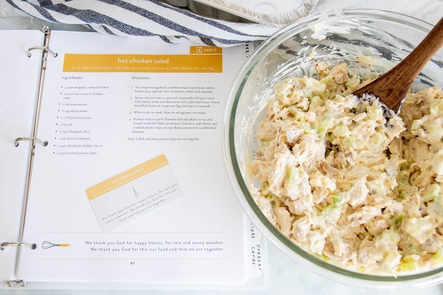 Hot Chicken Salad Recipe and Freezer Card 