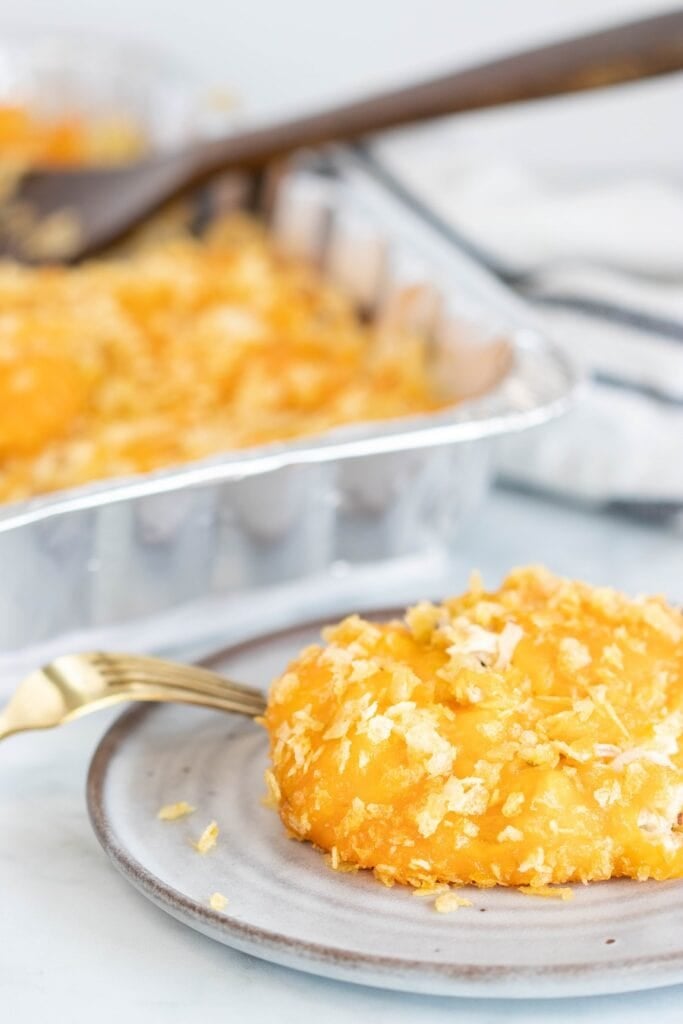 Hot Chicken Salad finished and plated