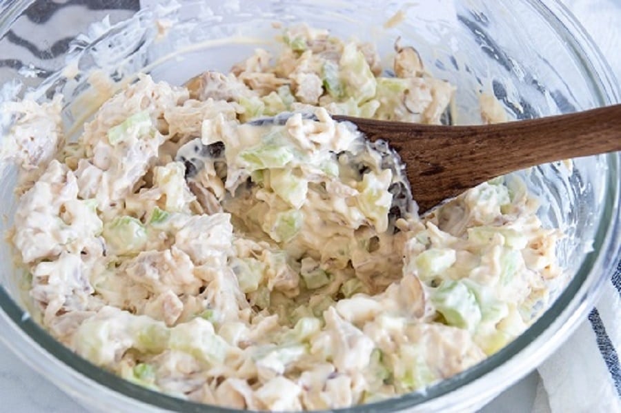 Hot Chicken Salad Recipe Ingredients Mixed 