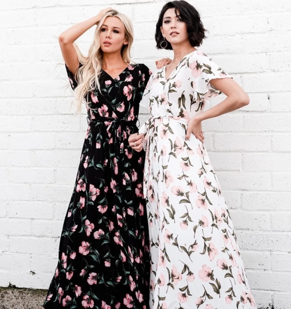 floral faux wrap maxi dress