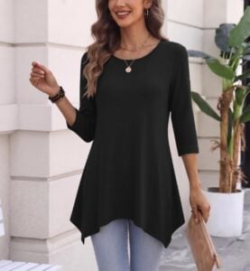 Zeagoo Womens Tops 3:4 Sleeve Tunic Top