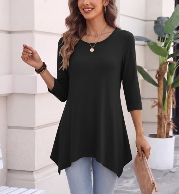 Zeagoo Womens Tops 3:4 Sleeve Tunic Top