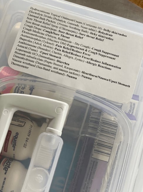 List of items in first aid kit 