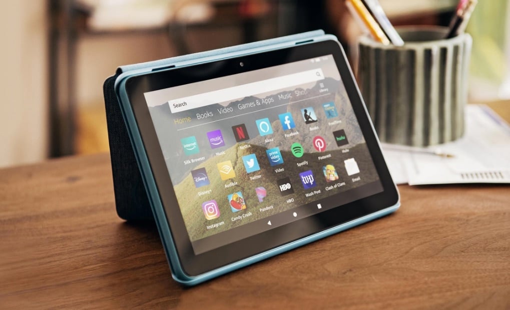 amazon tablet on tabletop