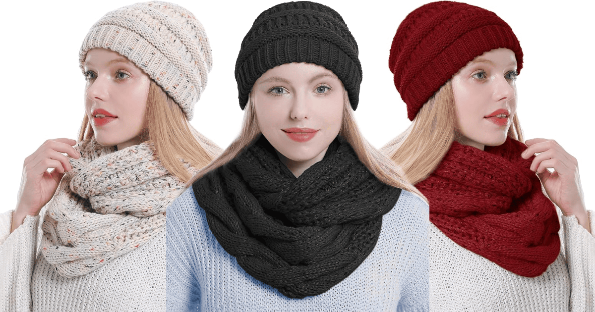 Cable Knit Infinity Scarf & Beanie Set Under $10 Shipped (Reg. $20)