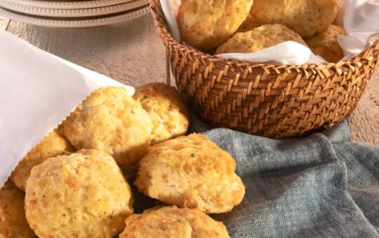 cheddar bay biscuits in basket