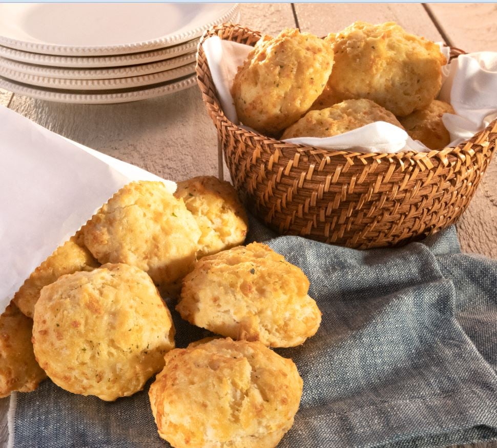 cheddar bay biscuits in basket
