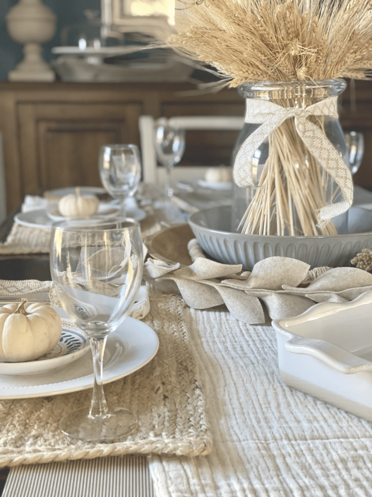 white pumpkins and cheap fall decor 