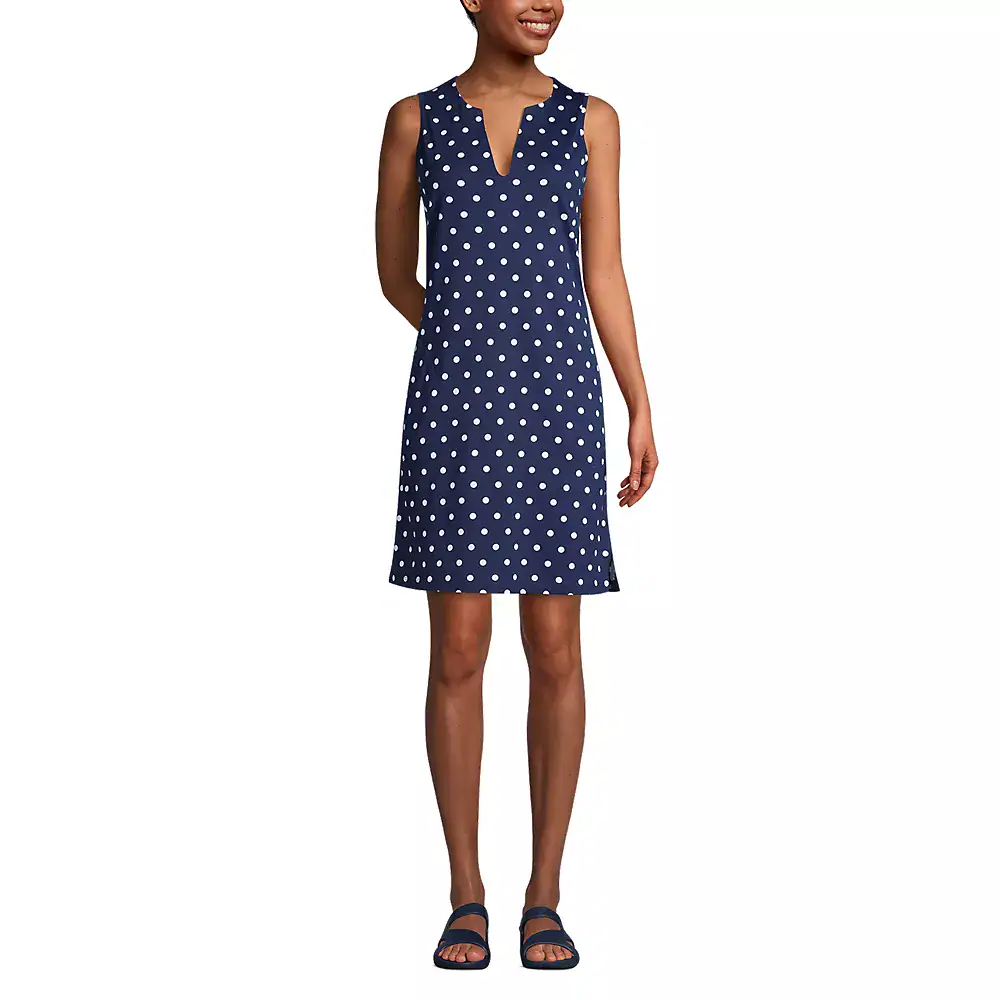 Women's Cotton Jersey Sleeveless Swim Cover up Dress Print lands' end