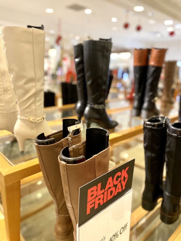 macy's boots on display in store