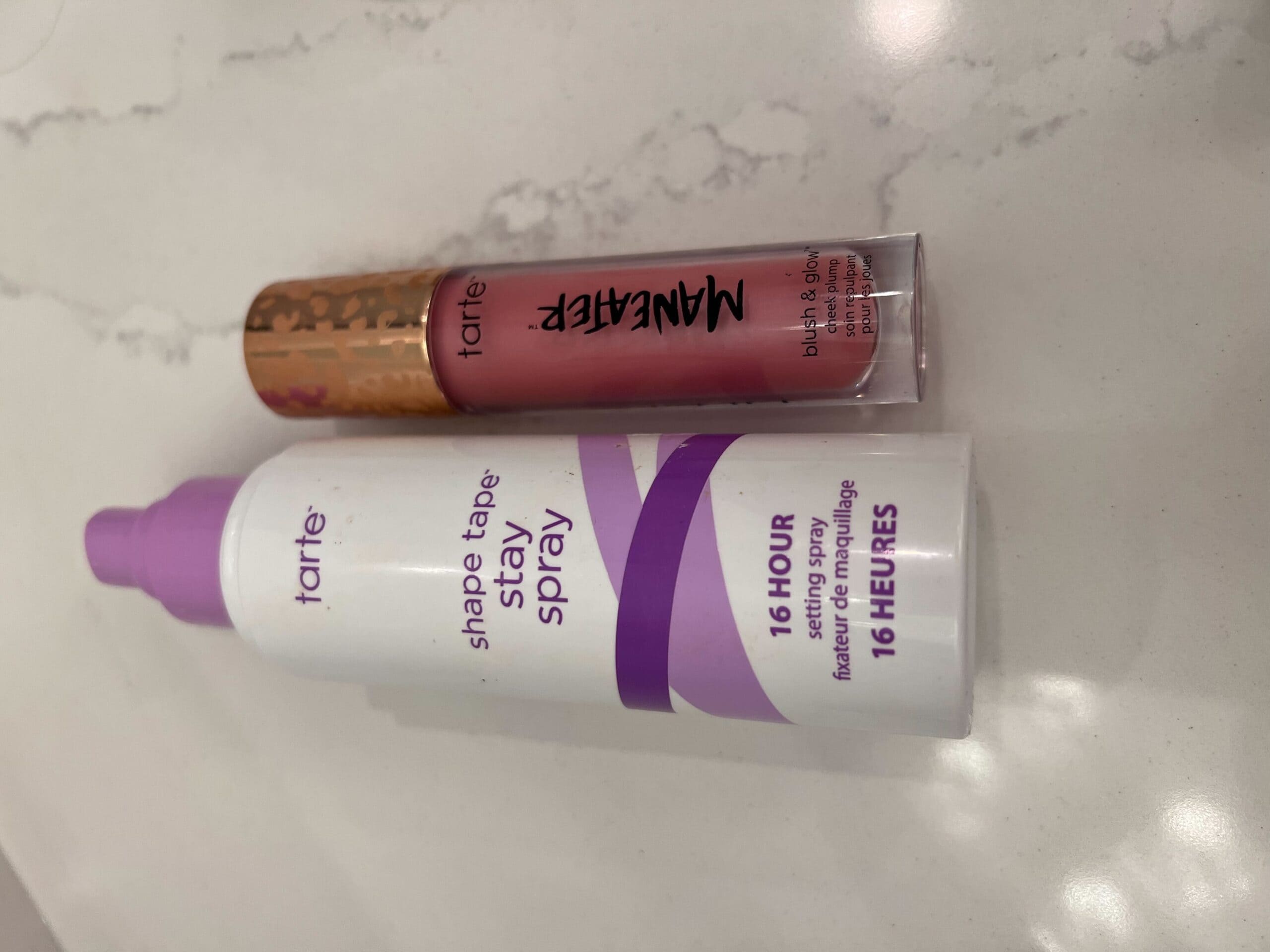 tarte shape tape spray and blush