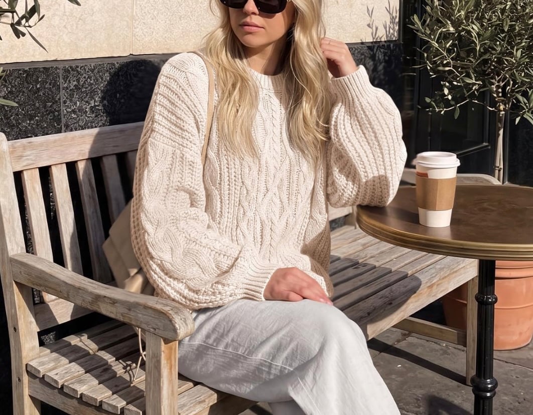 Trendy Queen Women Fall Oversized Cable Knit Chunky Sweater