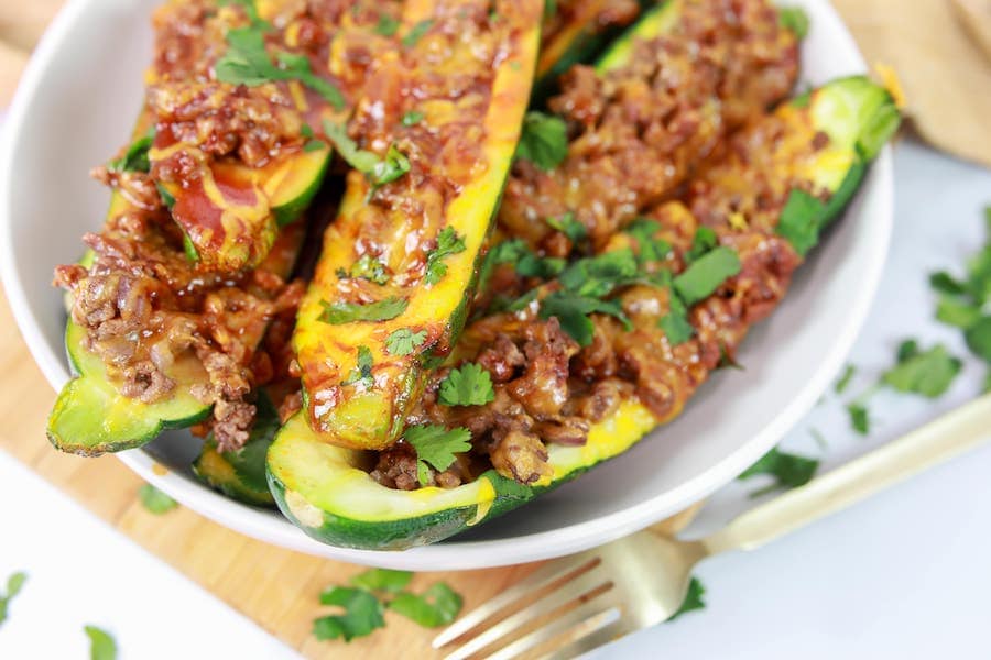 Stuffed Zucchini Finished in Bowl