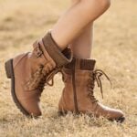 DREAM PAIRS Girl's Combat Lace up Mid Calf Boots