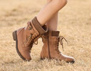 DREAM PAIRS Girl's Combat Lace up Mid Calf Boots