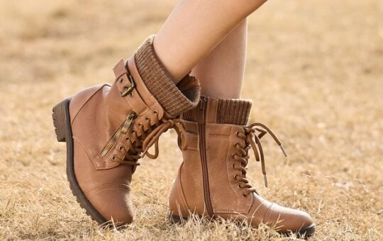 DREAM PAIRS Girl's Combat Lace up Mid Calf Boots