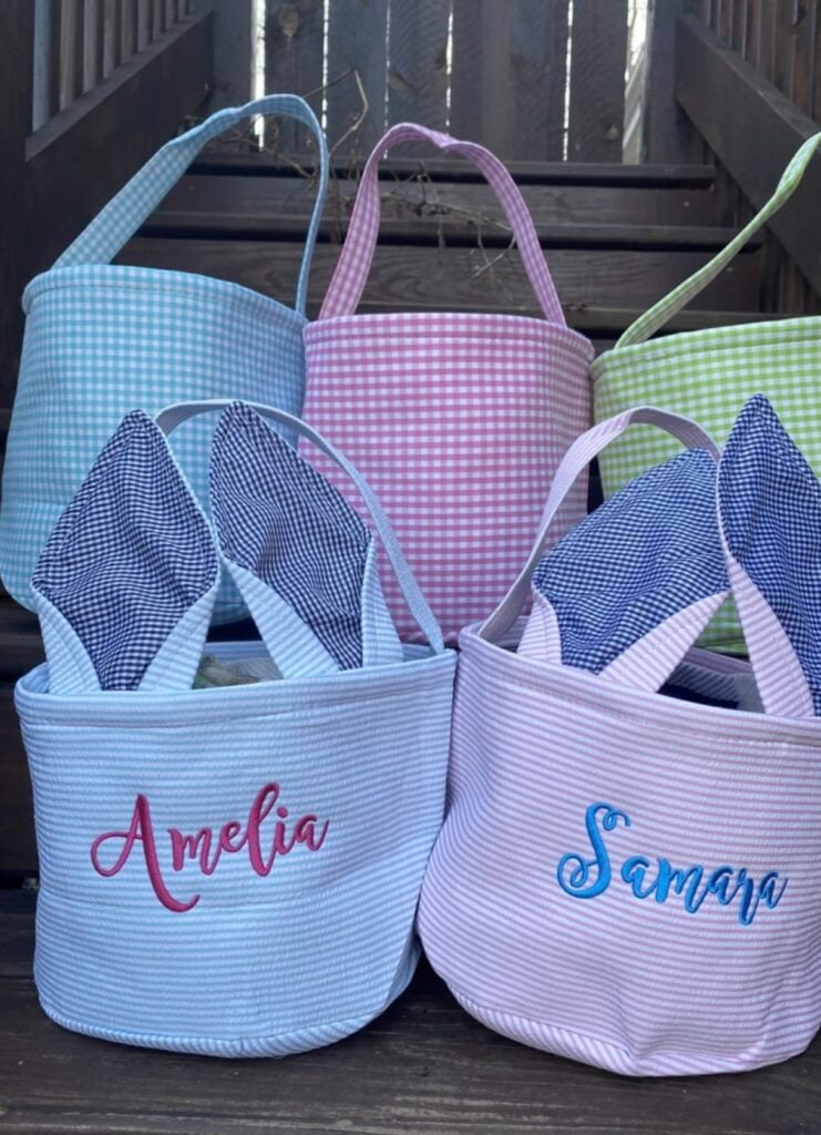 embroidered bunny baskets