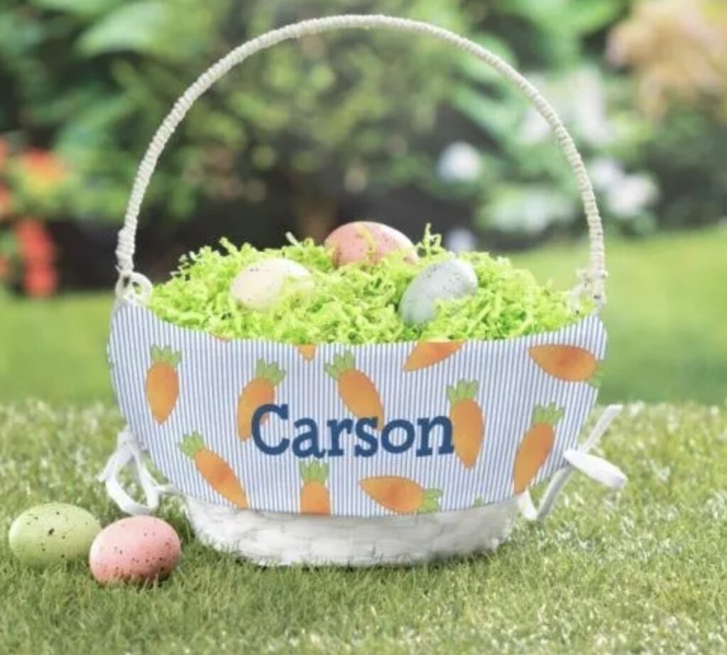 lined personalized easter baskets