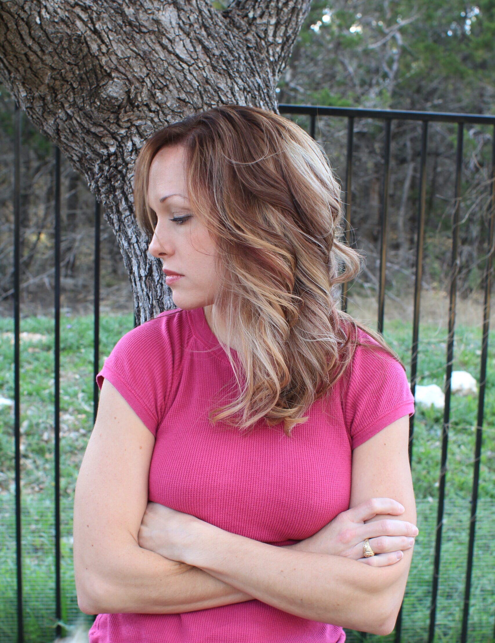 woman with curled hair