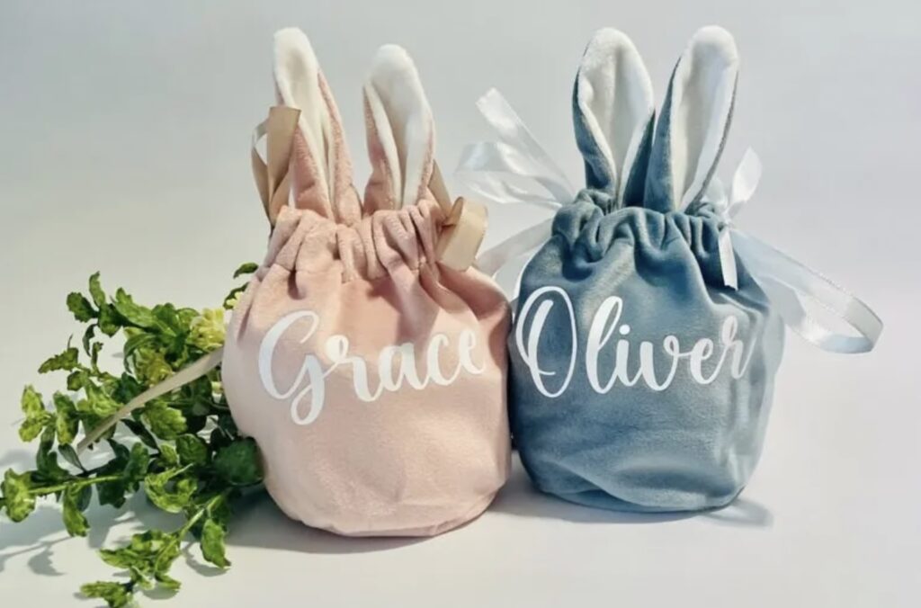 velvet easter baskets with names