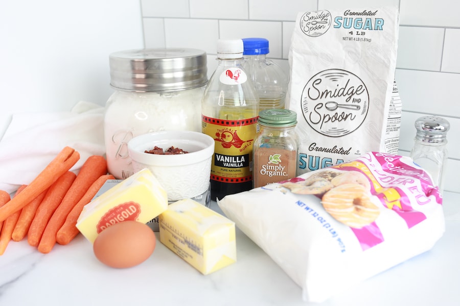 Paula Deen Carrot Cake Ingredients on Table