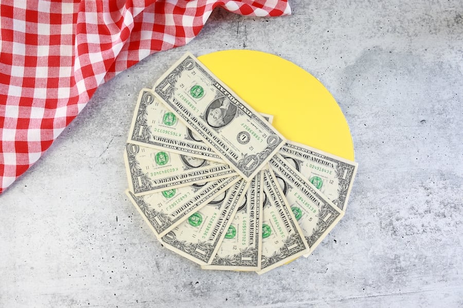 Adding money to pizza box for gift 