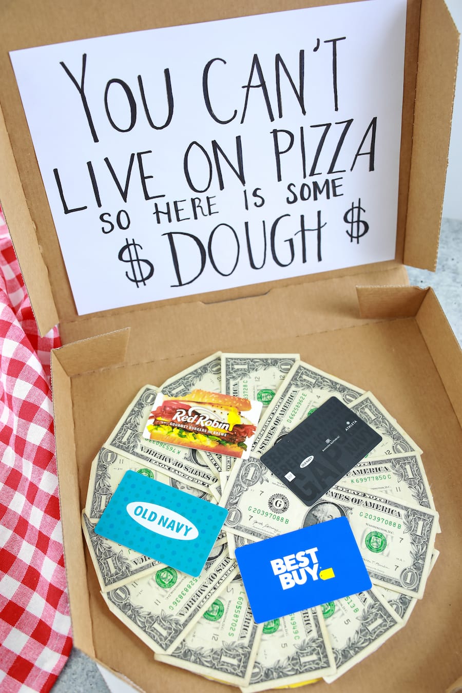 pizza box money gift 