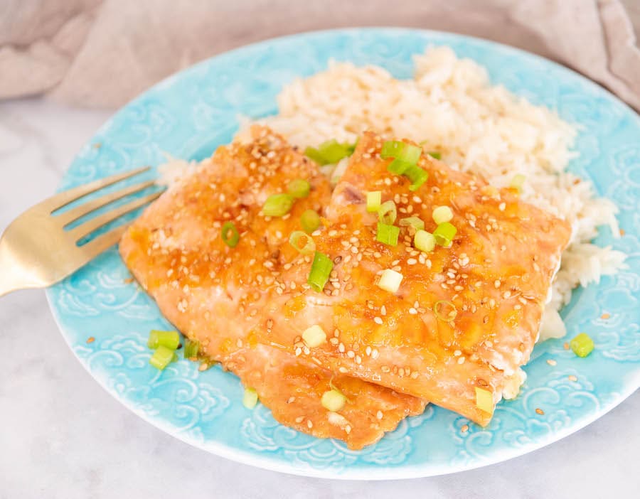 Orange Glazed Salmon Recipe with Rice 