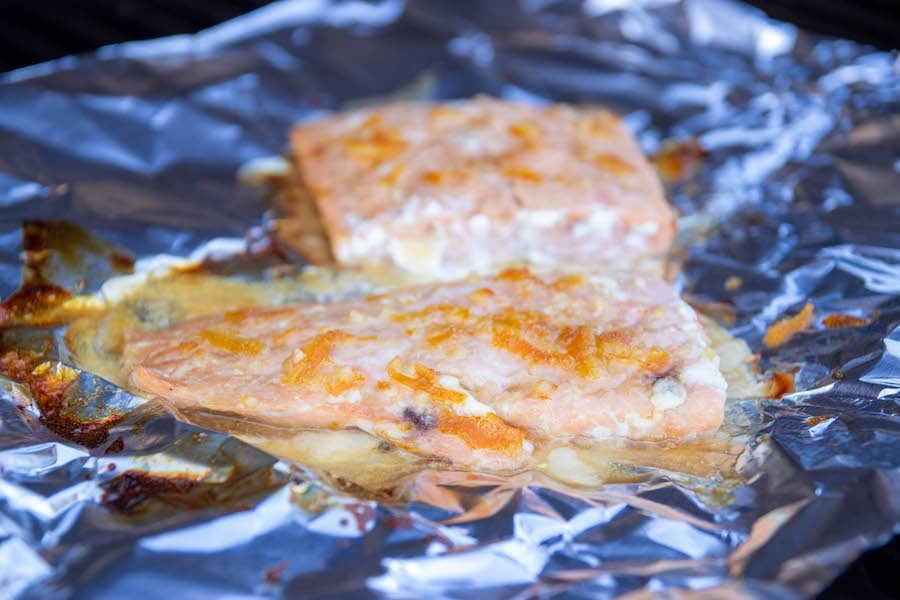 Cooking Orange Glazed Salmon on Grill with Foil