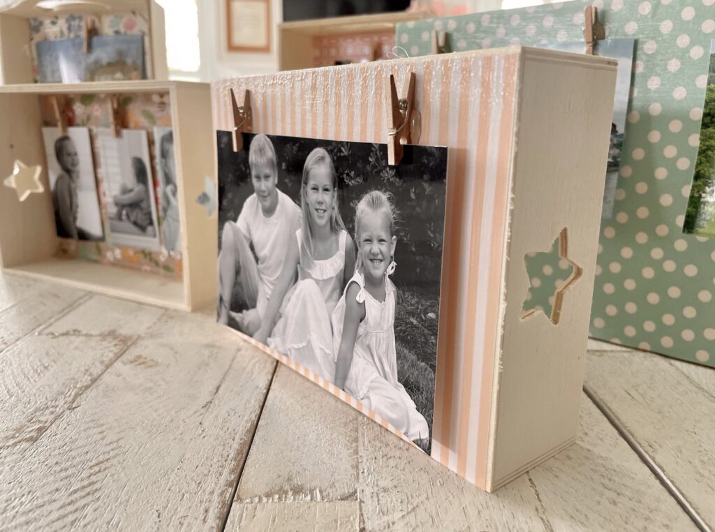 dollar tree photo crafts on counter - great for mother's day gift