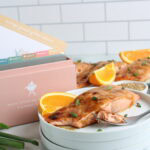 Orange Glazed Grilled Salmon with fish on fork