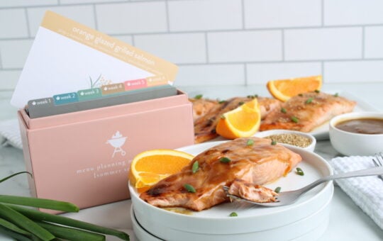 Orange Glazed Grilled Salmon with fish on fork
