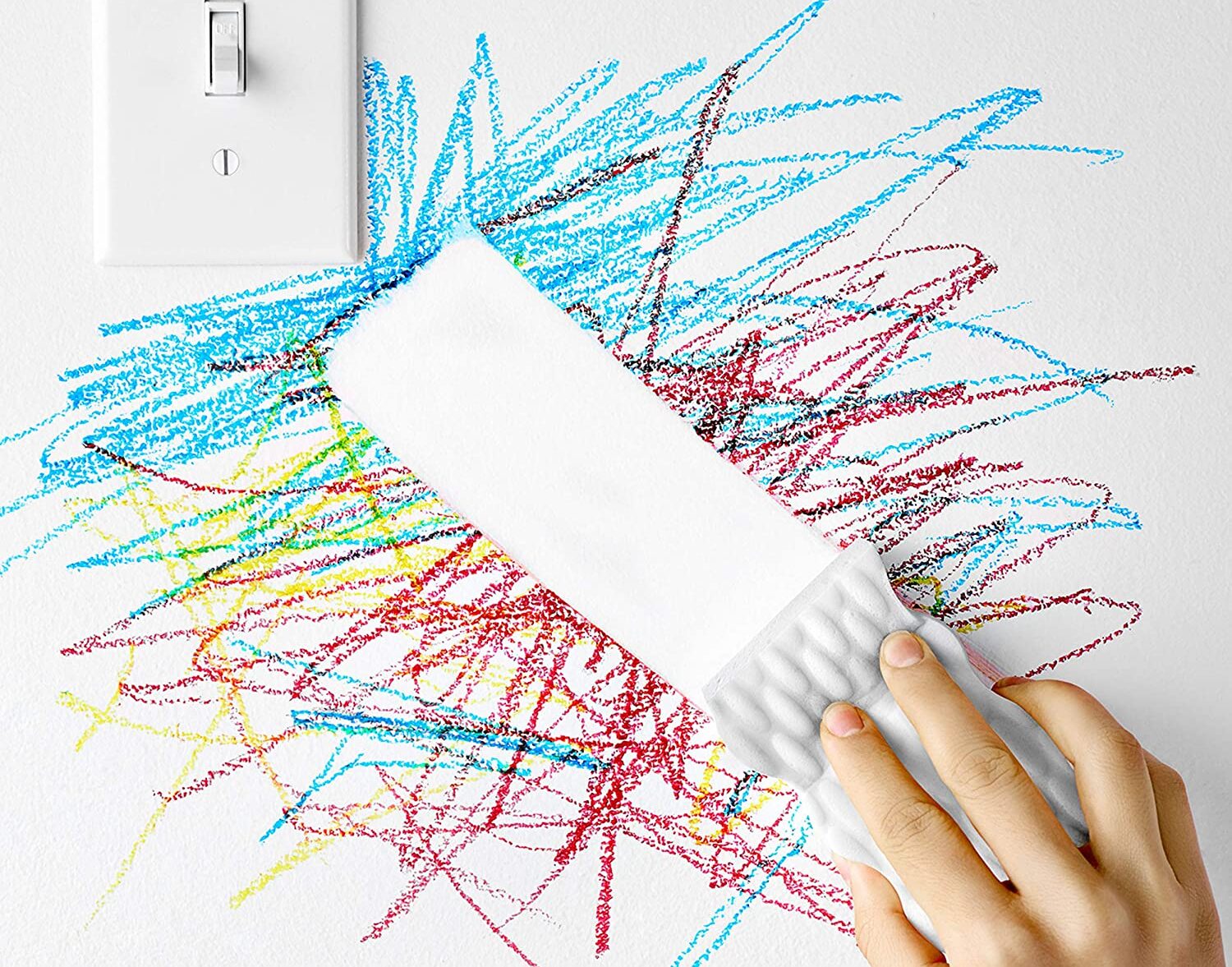 mr clean magic eraser removing crayon off wall