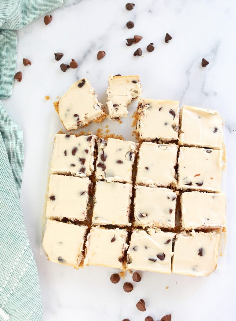 Finished Chocolate Chip Cheesecake Bars 