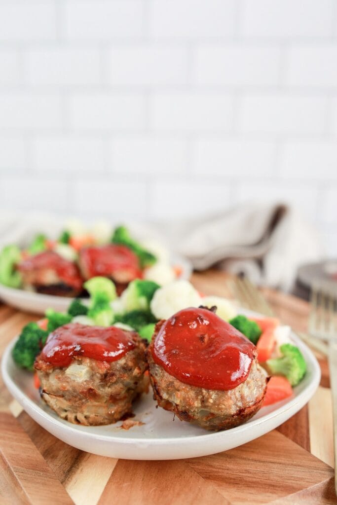 Finished Turkey Meatloaf Muffins on Plate