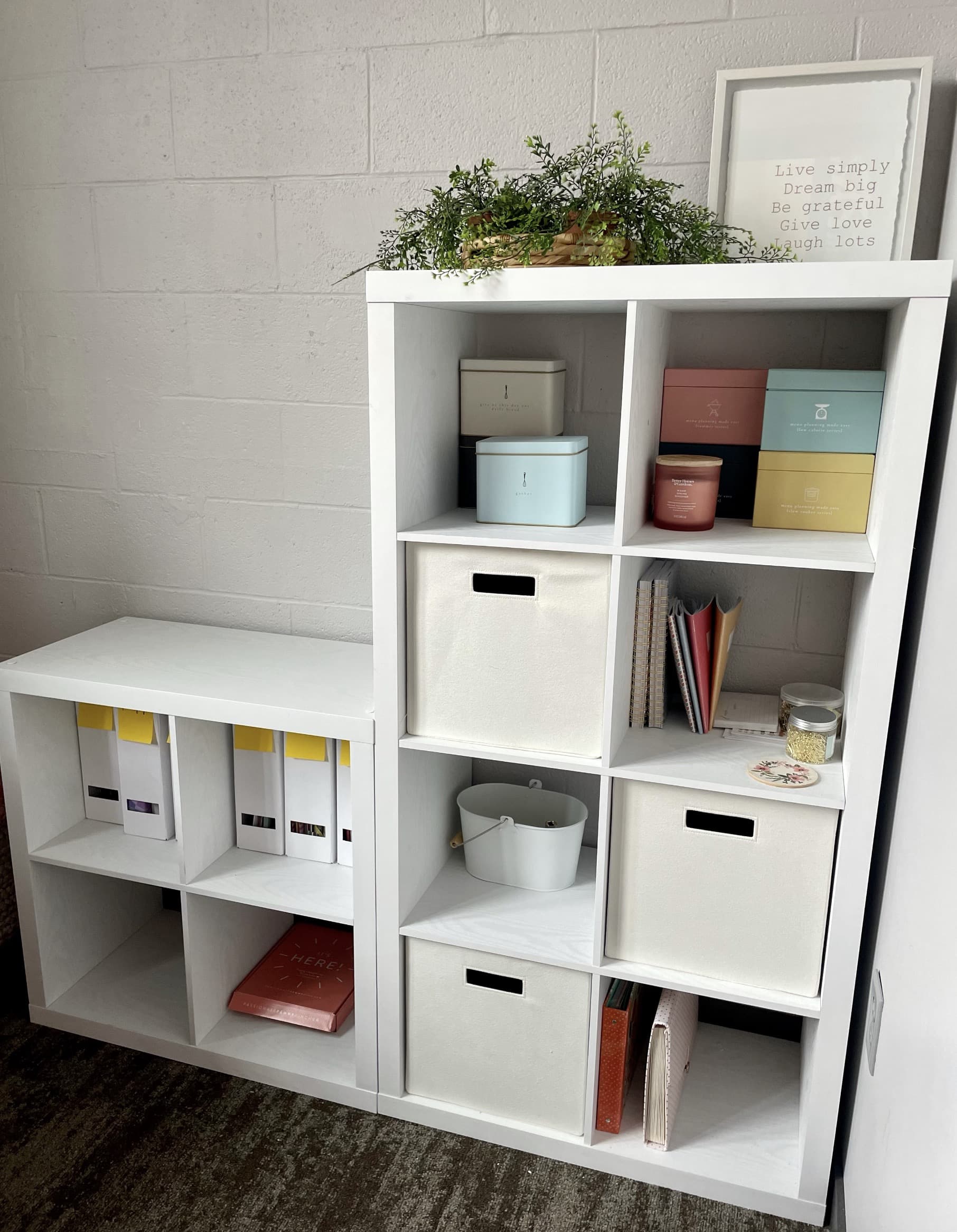 white cube organizer