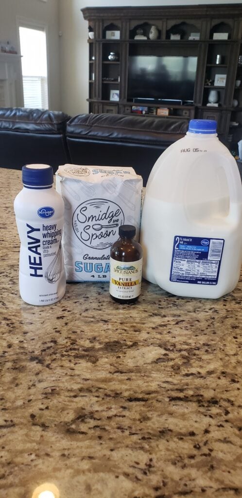 ingredients for homemade ice cream 