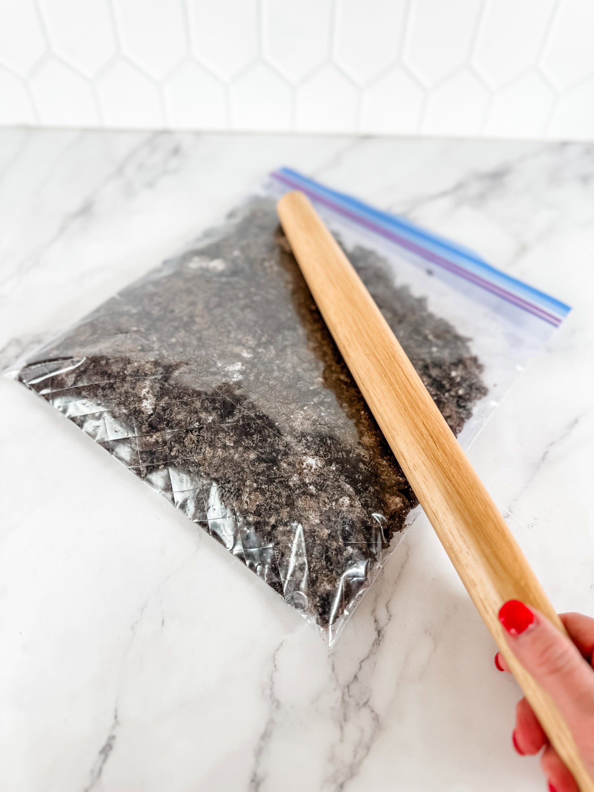 crushing oreos for dessert topping