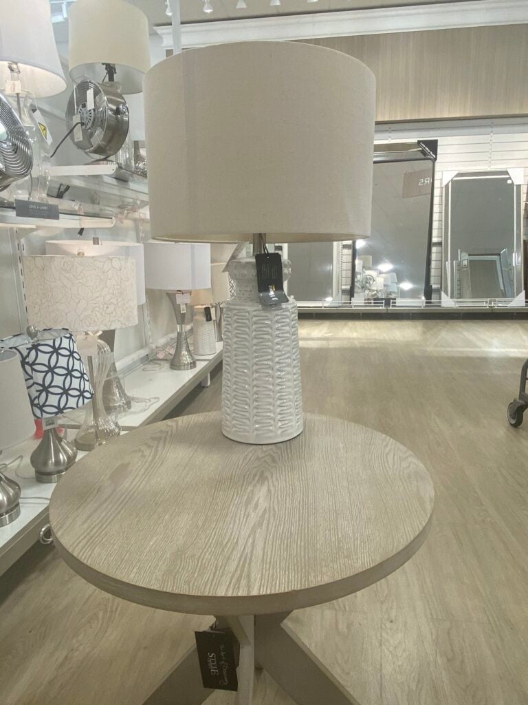 lamp on end table in housewares store 