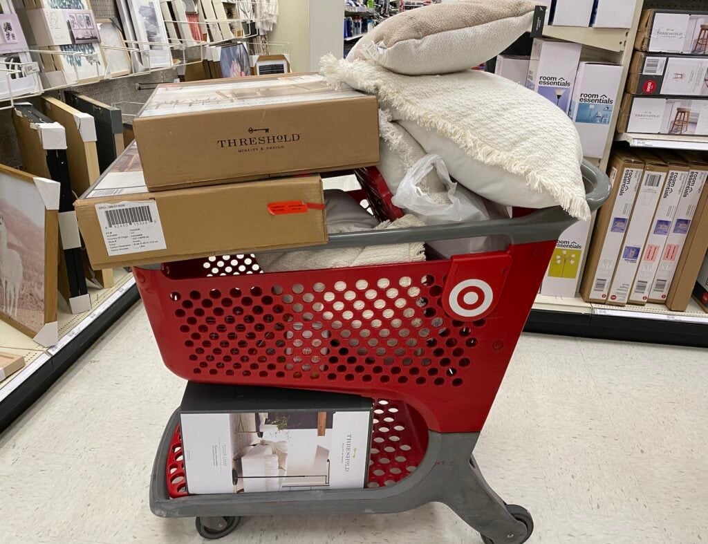 cart from target full of household items 