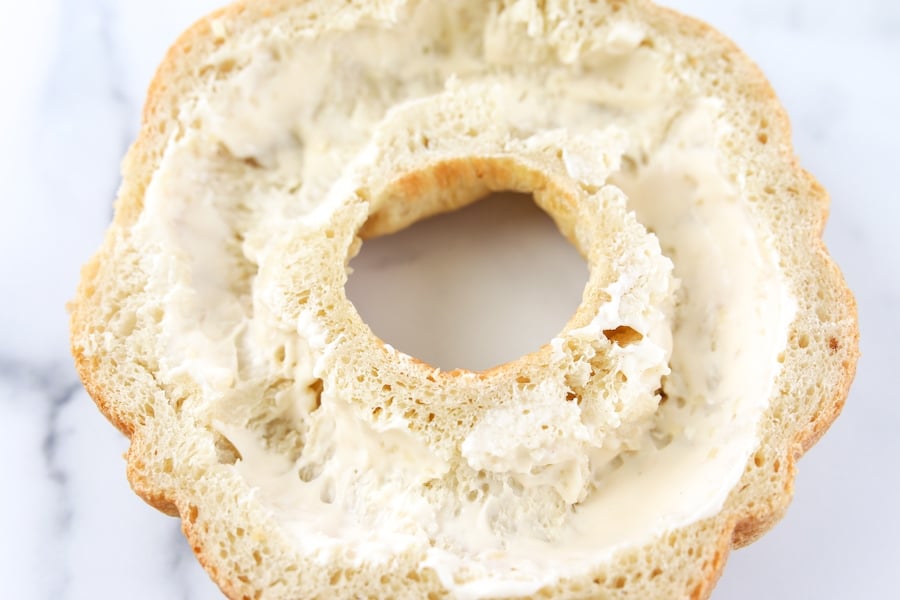 hollowed out bun with mayo 